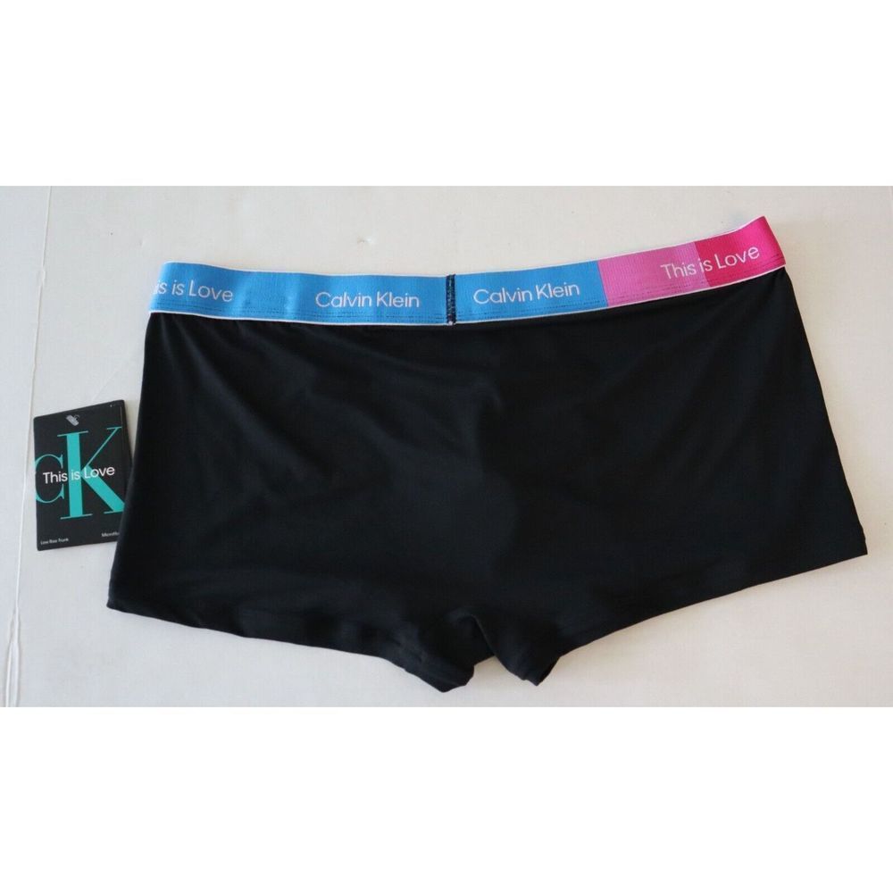 Calvin Klein NB3513 Men Sz L Black Pride This Is Love Microfiber Low-Rise Trunk - Picture 2 of 6